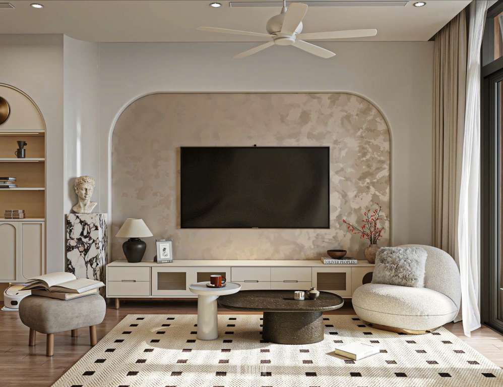 Thiết kế nội thất không gian phòng khách phong cách Parisian mix Modern dự án The Prime Thái Nguyên
